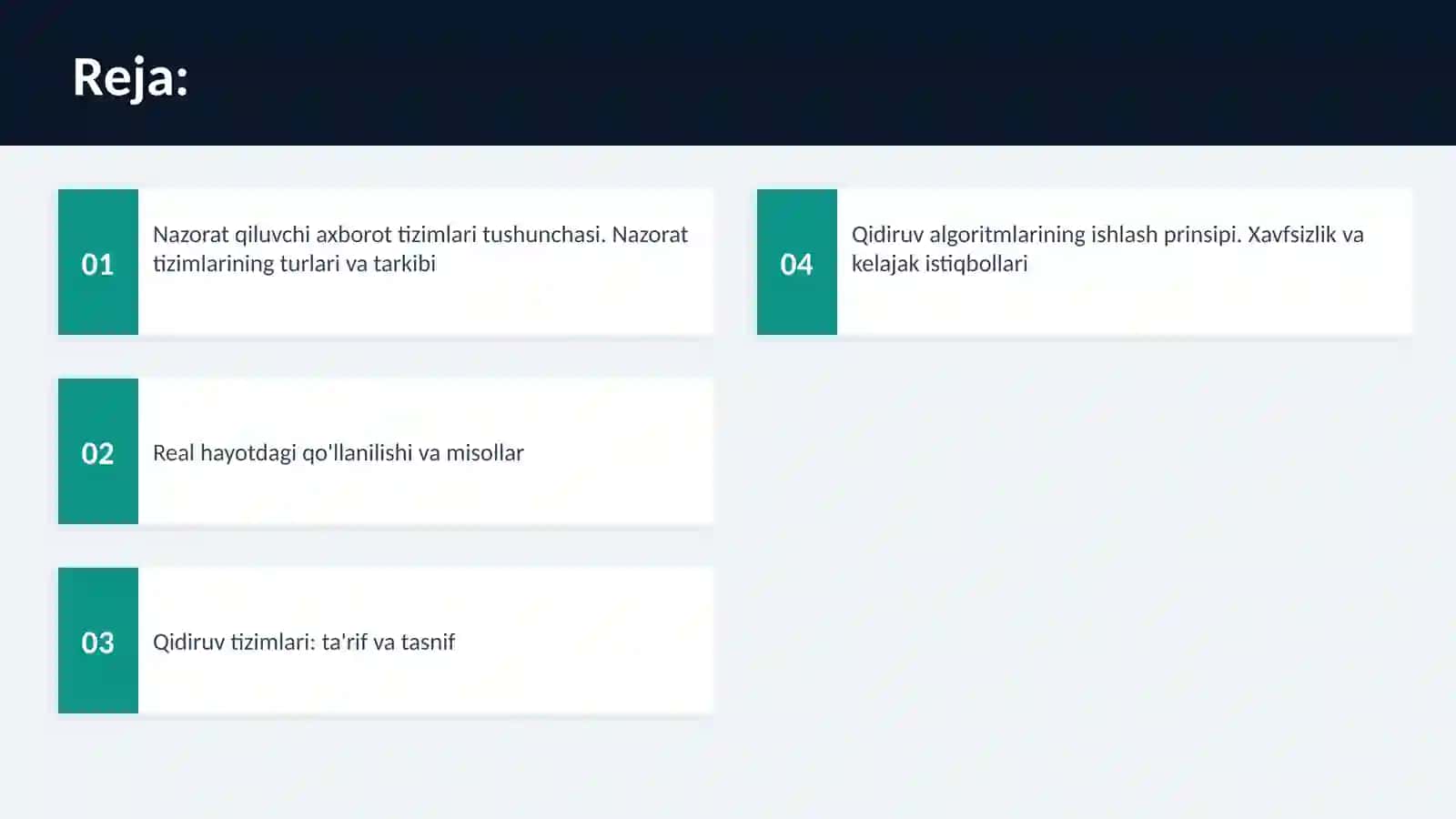 Nazorat qiluvchi axborot tizimlari 2