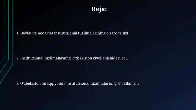 O'zbekistonda insitutsional muassasalarning tashkil qilinishi va taraqqiyotdagi o‘rni 2