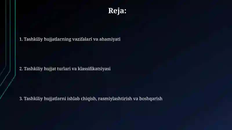 Tashkiliy hujjatlarning vazifasi 2