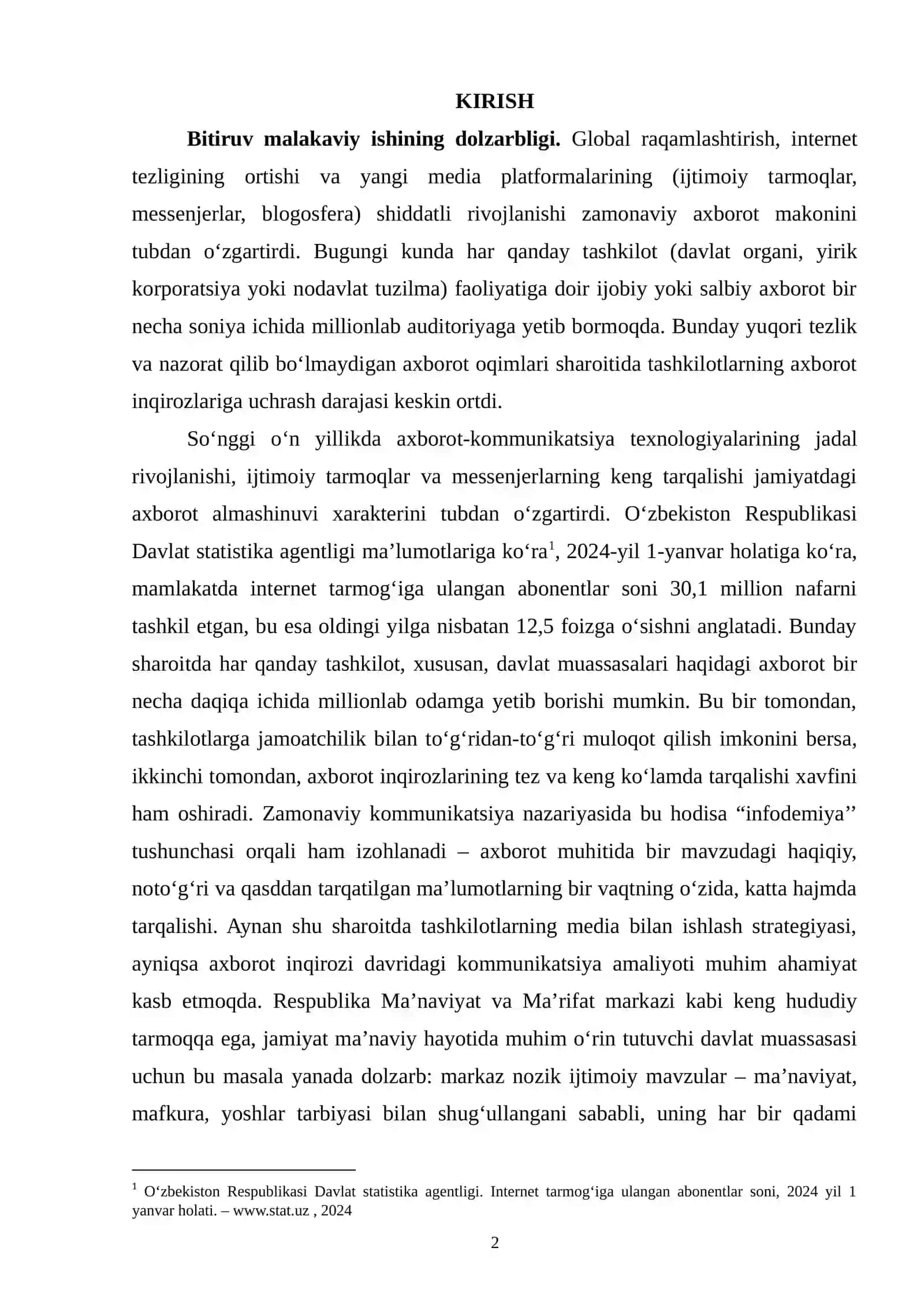 AXBOROT INQIROZI SHAROITIDA TASHKILOTLARNING MEDIA BILAN ISHLASH STRATEGIYASI 2