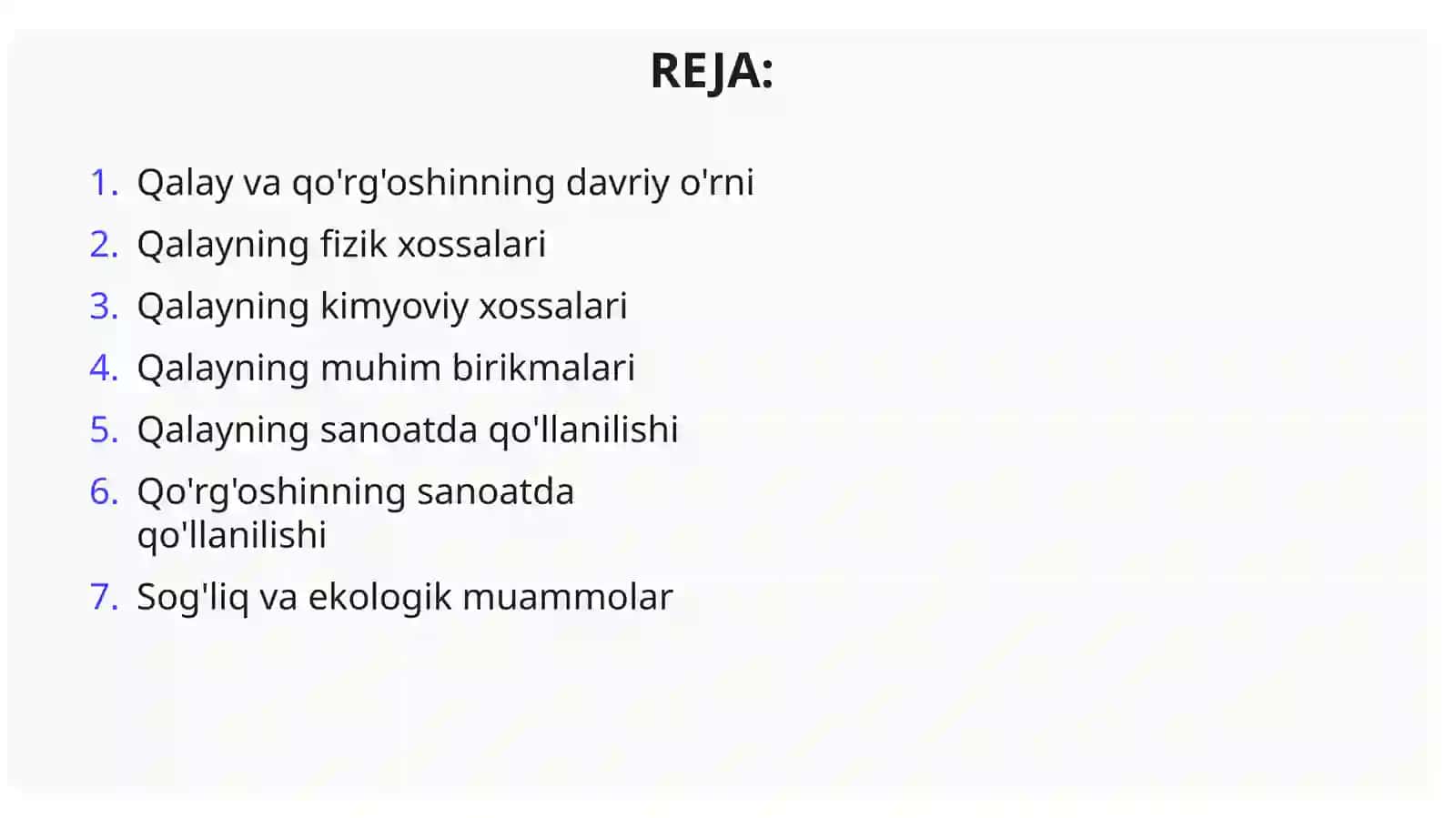 Qalay va Qo'rg'oshin Birikmalari 2