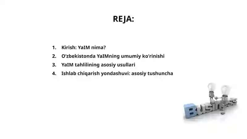 O'zbekiston Respublikasida YaIMning  ishlab chiqarish tarkibi tahlili 2