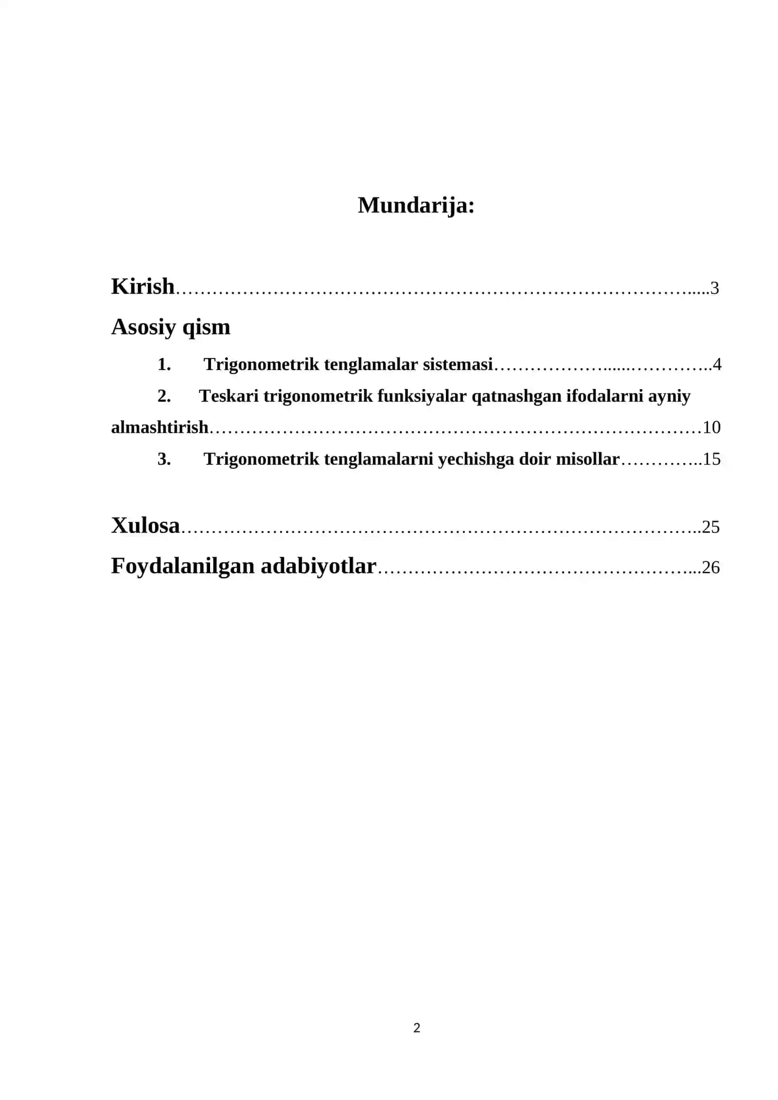 Trigonometrik tenglamalar sistemasi 2