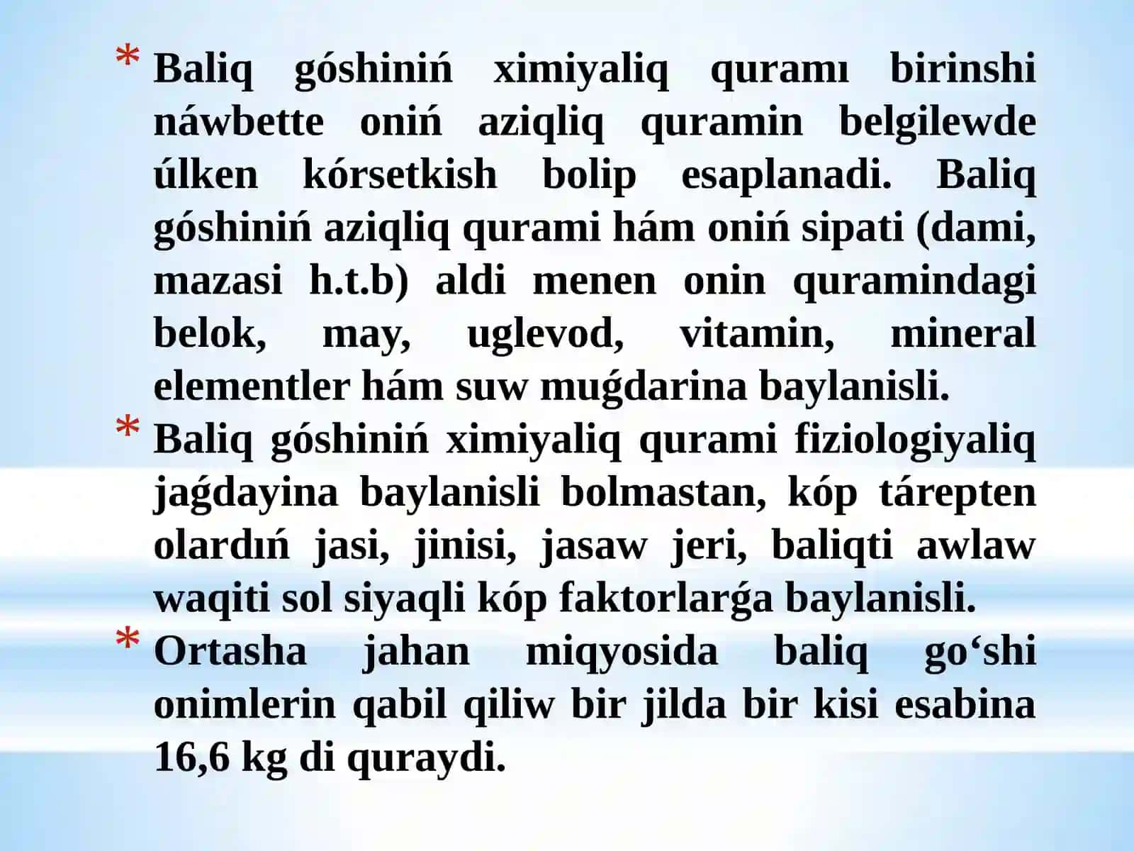 Balıq góshiniń azıqlıq quramı 2