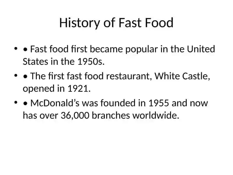 Tez taomlar tarixi (Fast Food History) 2