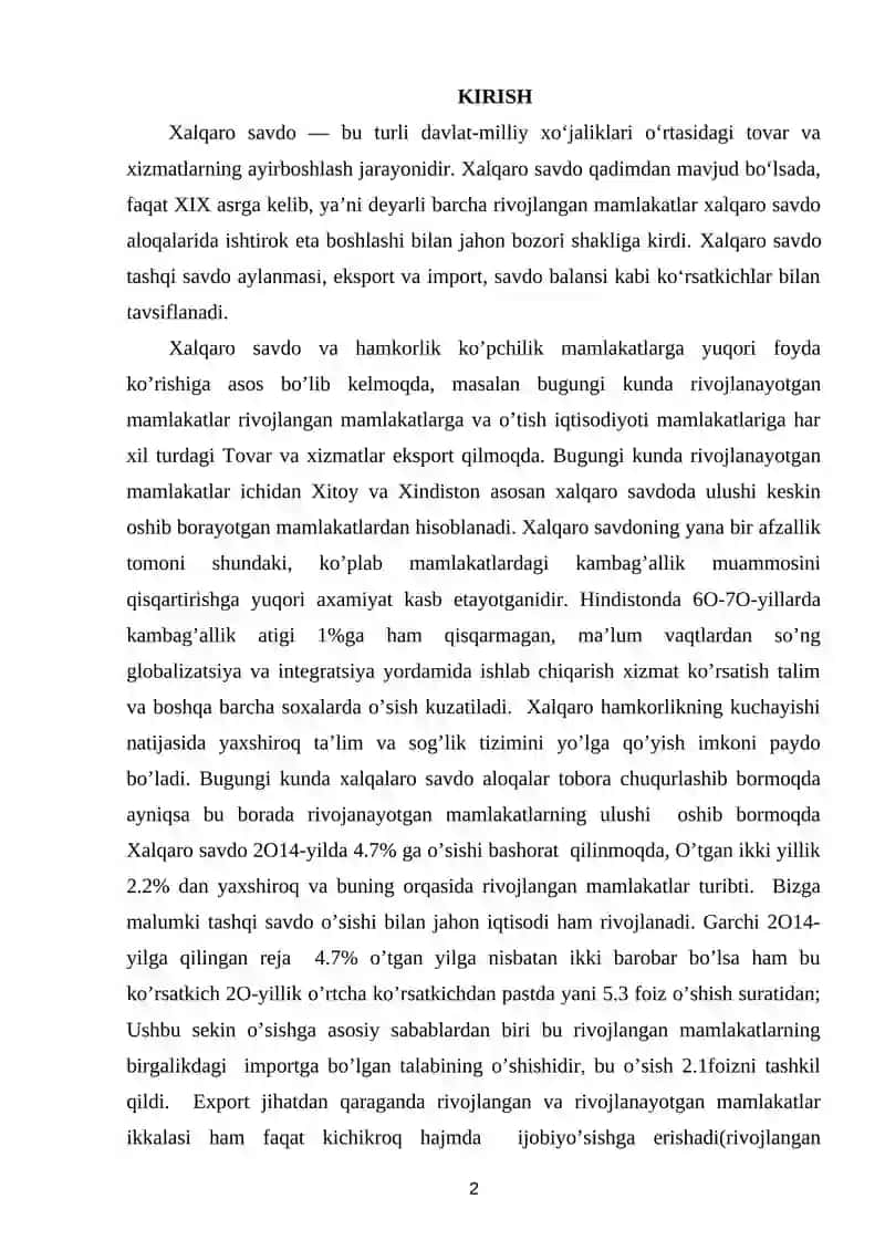 Xalqaro Savdo 2