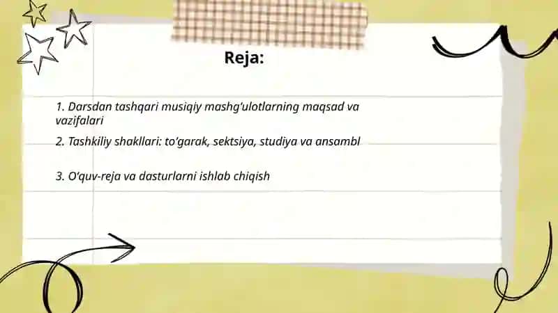 Darsdan tashqari musiqiy mashgʻulotlarni tashkil etish 2