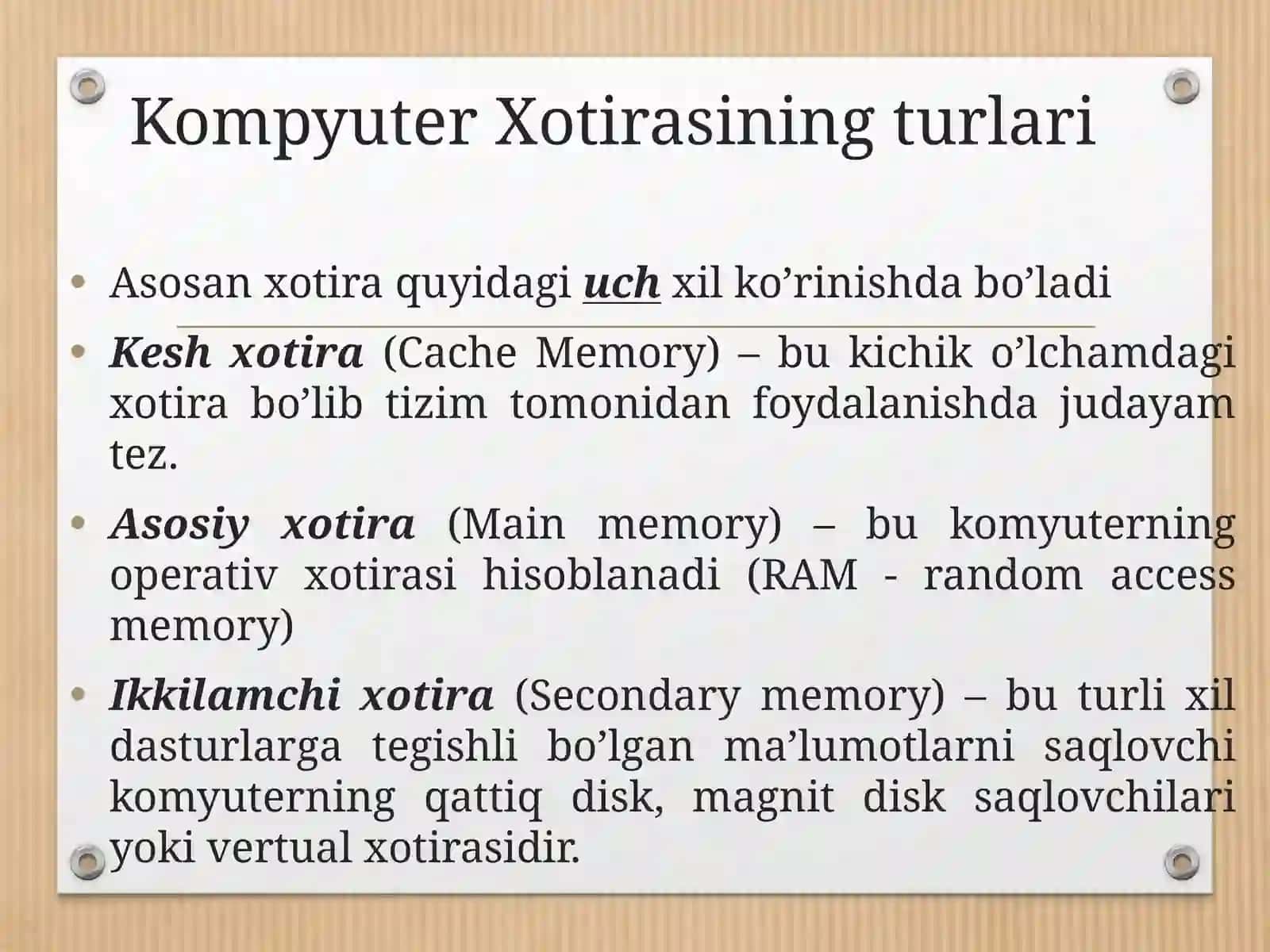 Kompyuterning fizik xotirasi 2