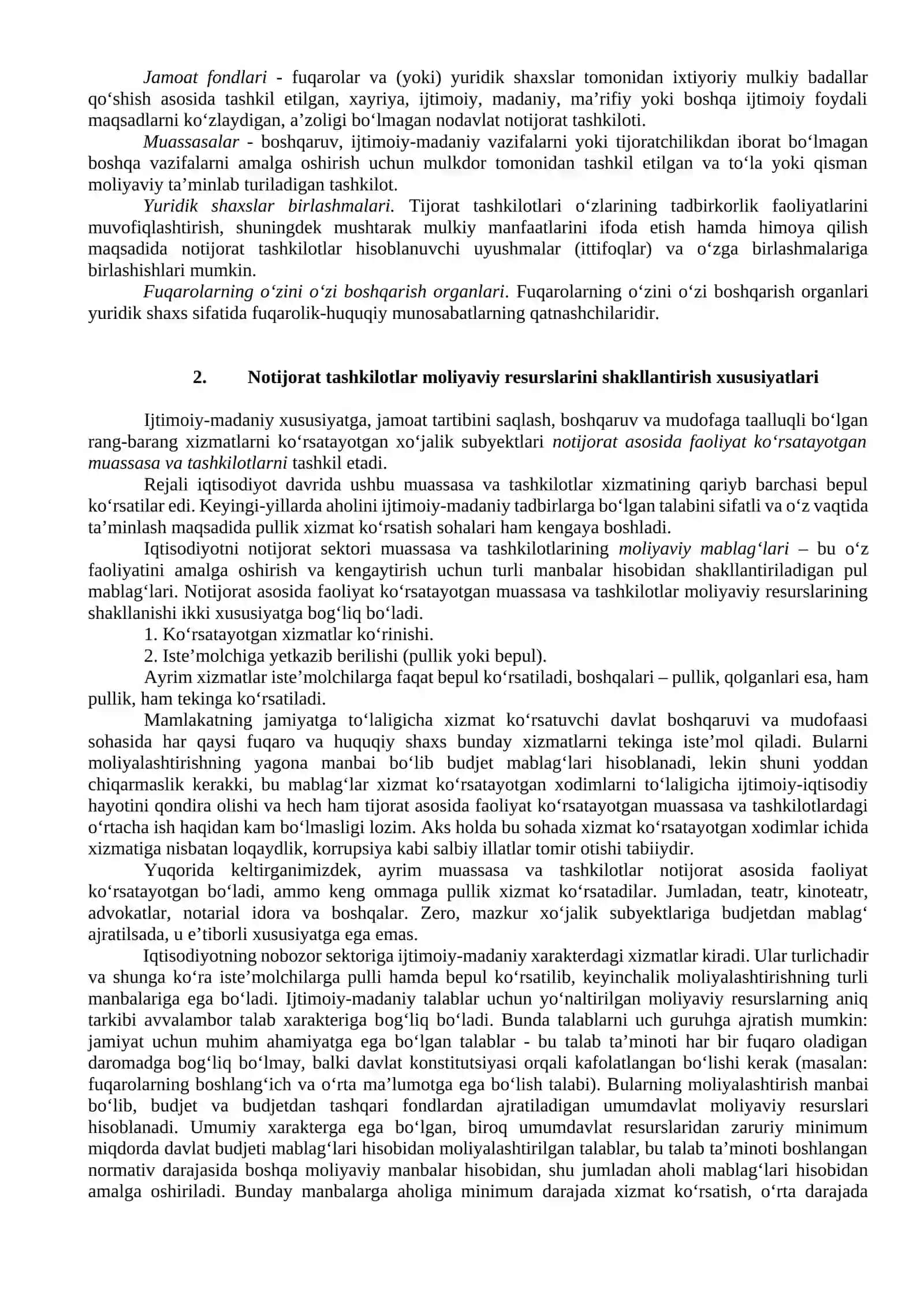 Notijorat tashkilotlar moliyasini tashkil etish asoslari 2
