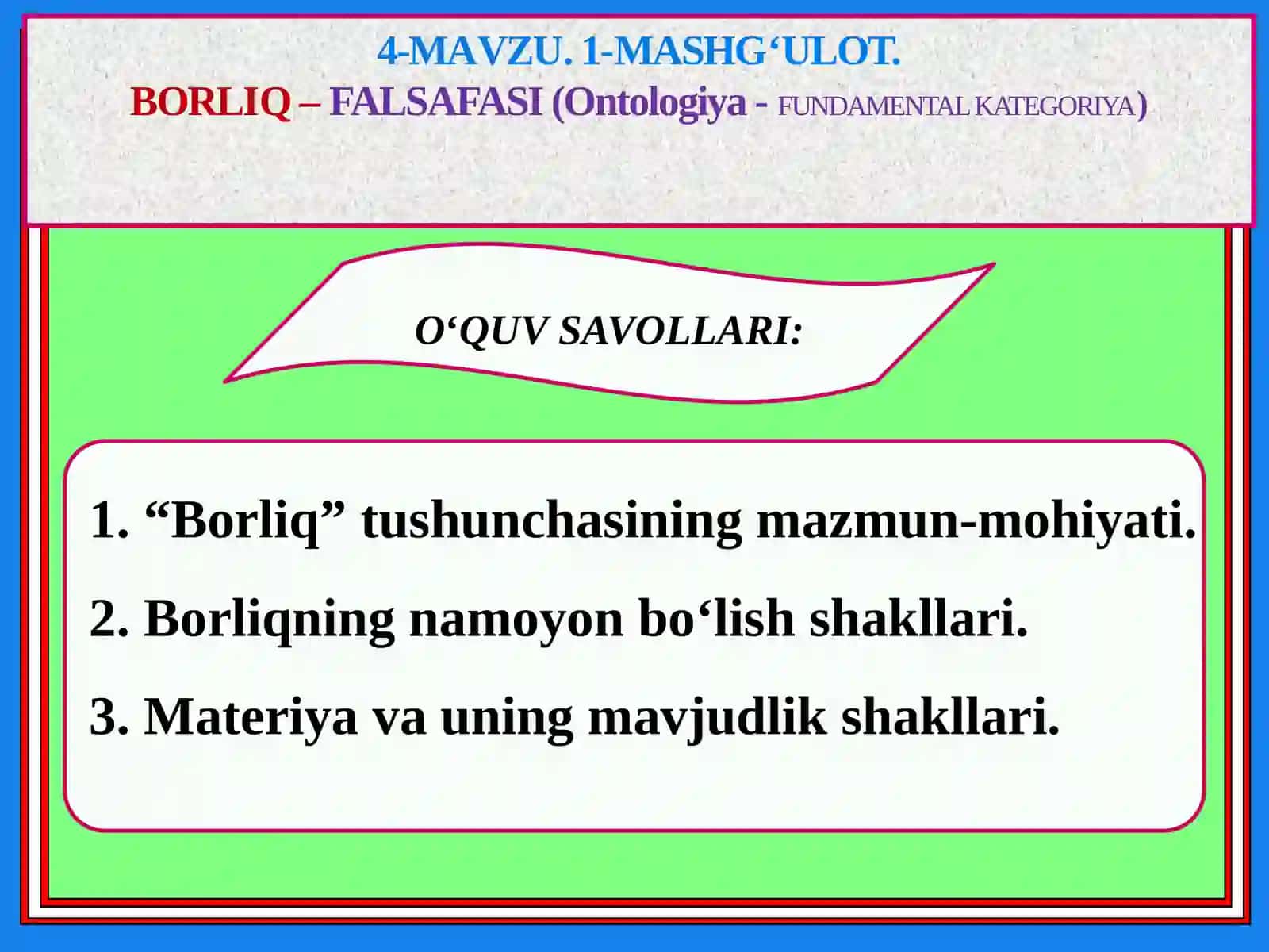 Borliq-Falsafasi (Ontologiya-Fundamental Kategoriya) 2