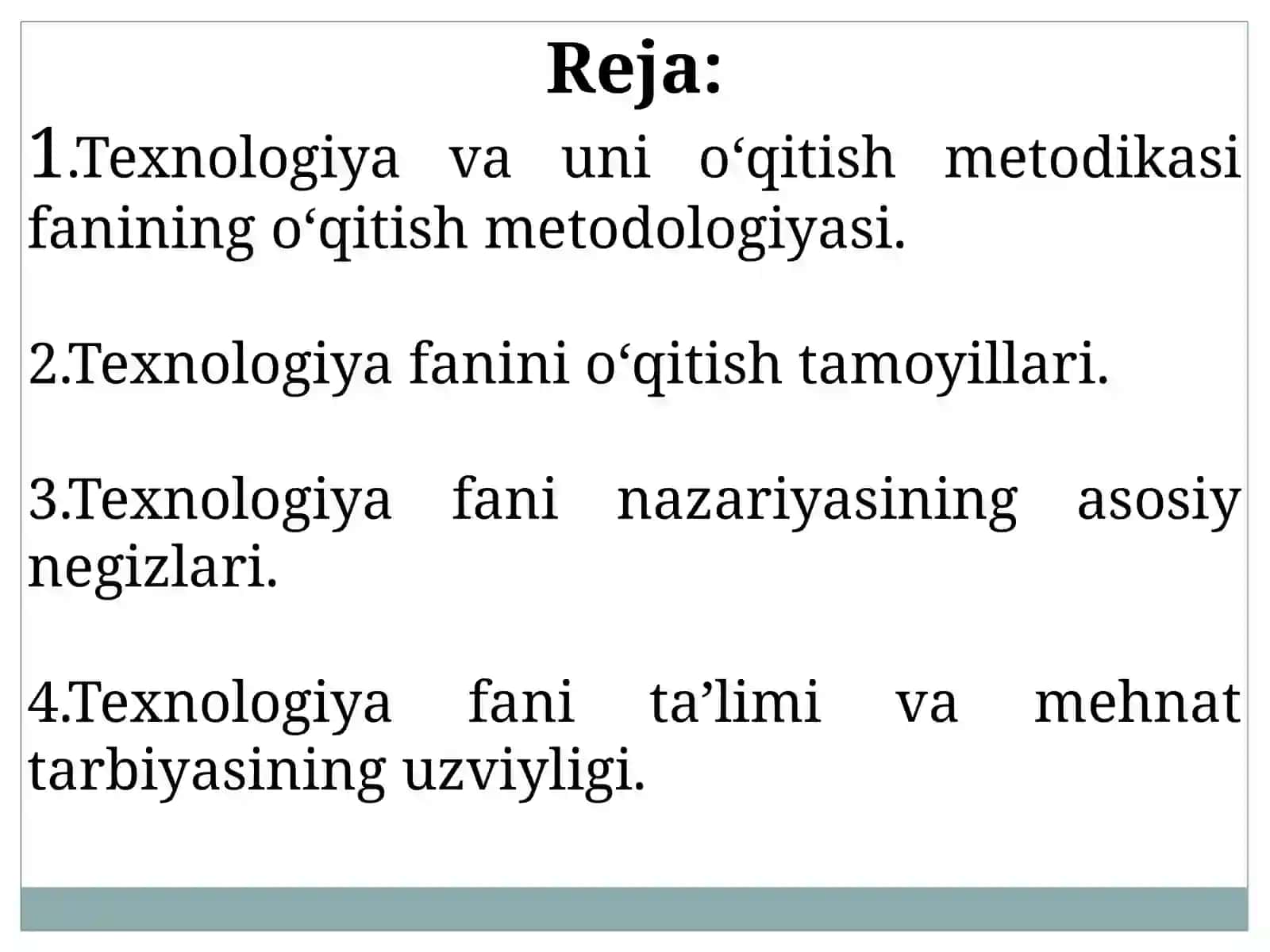 Texnologiya o‘qitish metodikasi fanining nazariy va amaliy asoslari 2