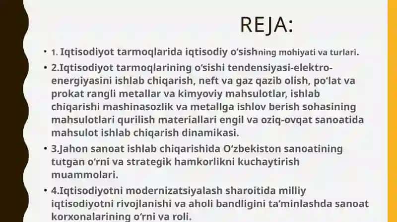 Iqtisodiyot tarmoqlarida iqtisodiy o‘sish 2