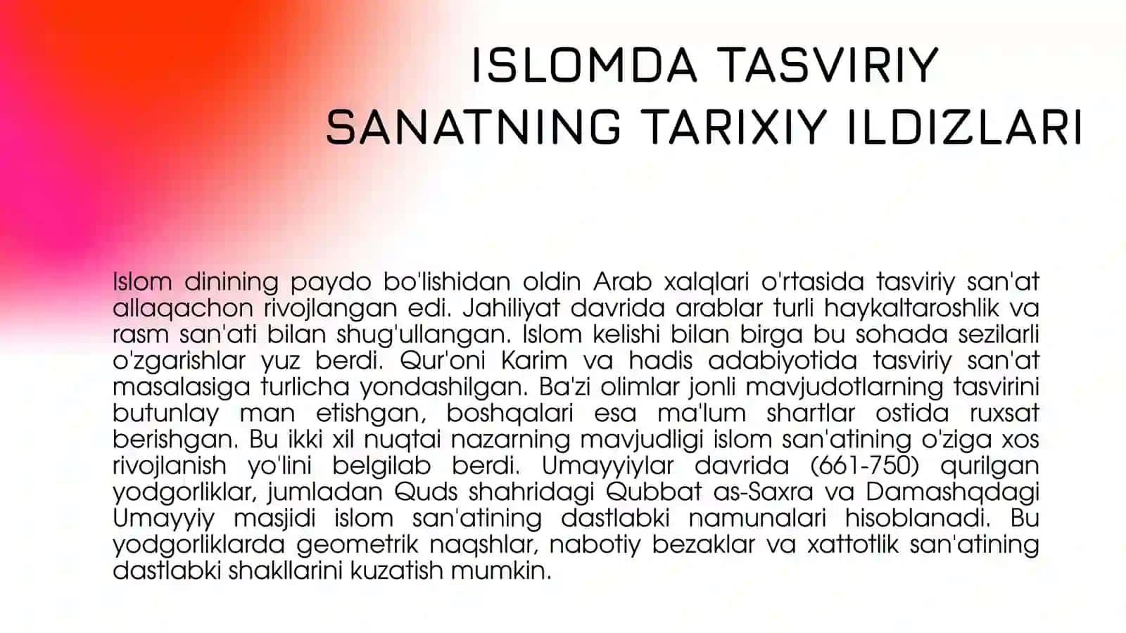 ISLOM VA TASVIRIY SANAT 2