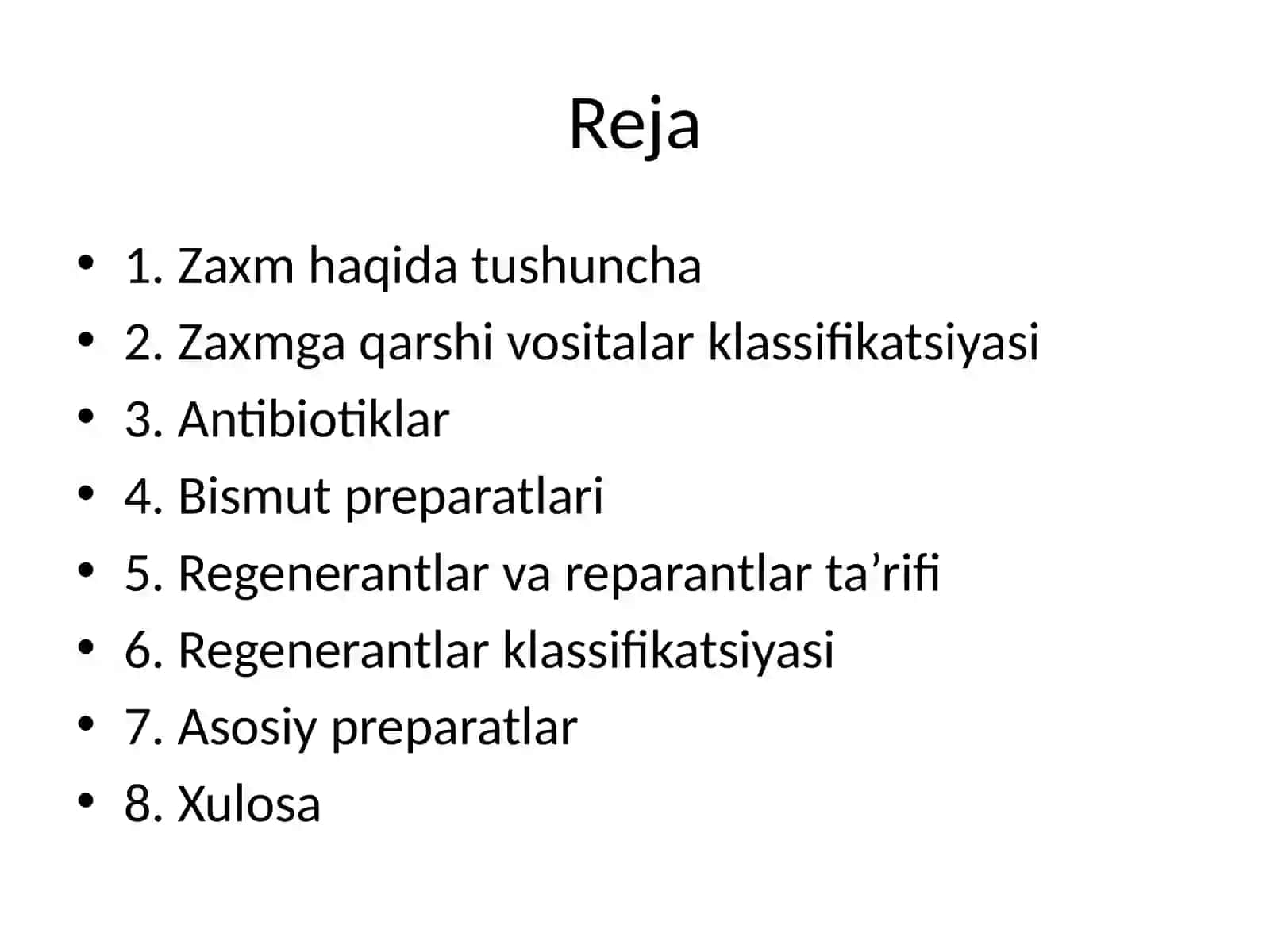 Zaxmga qarshi vositalar.Regenerantlar va reparantlar 2