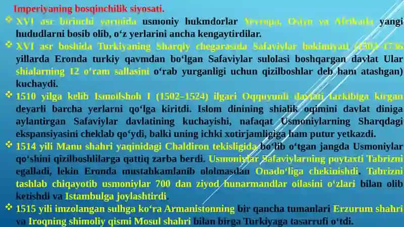 XVI–XVIII asrlarda Usmoniylar imperiyasi 2