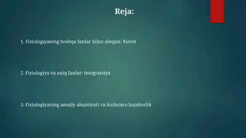 Fiziologiyaning boshqa fanlar bilan aloqasi 2