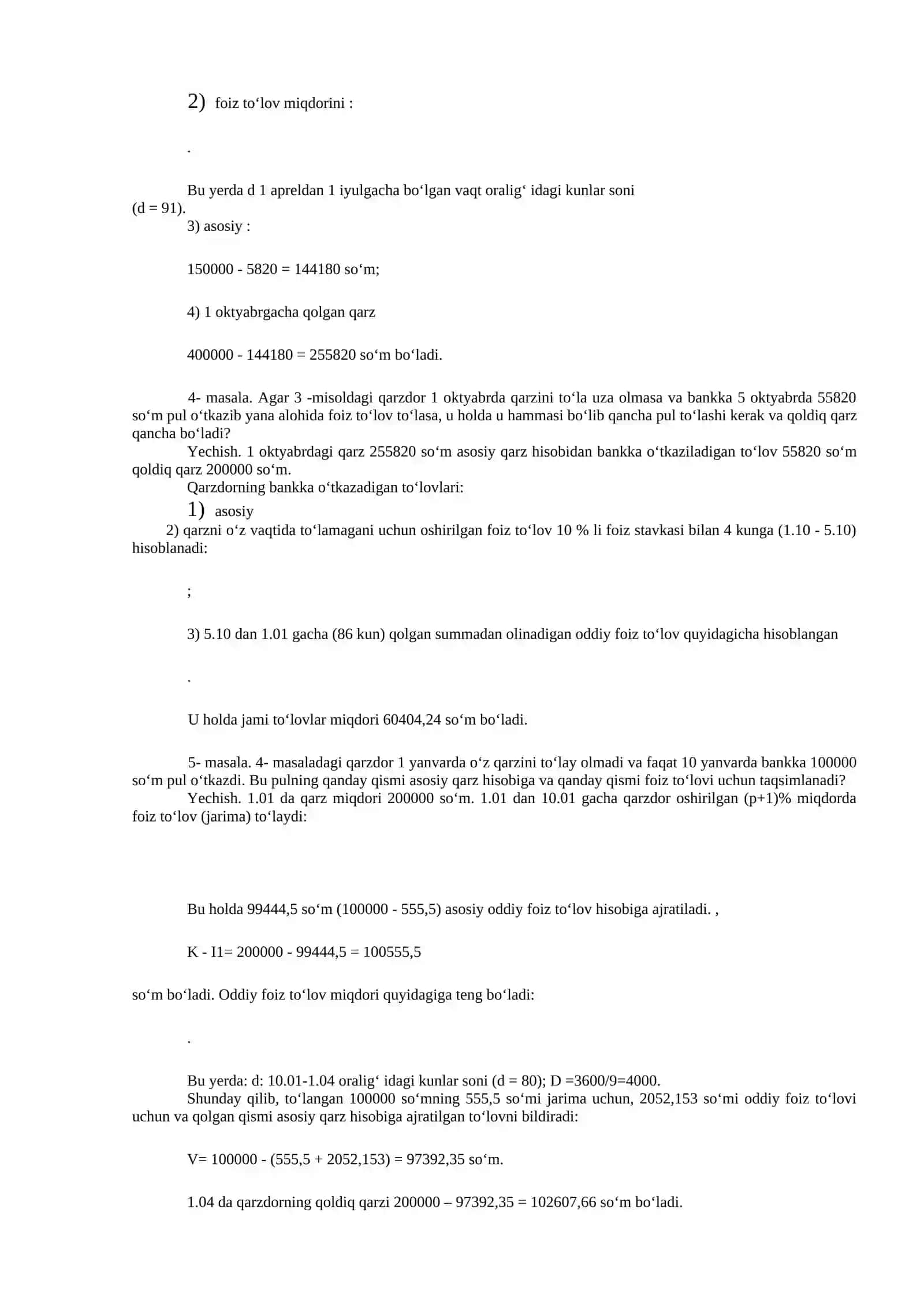 Moliyaviy operatsiyalarning daromadliligi 2