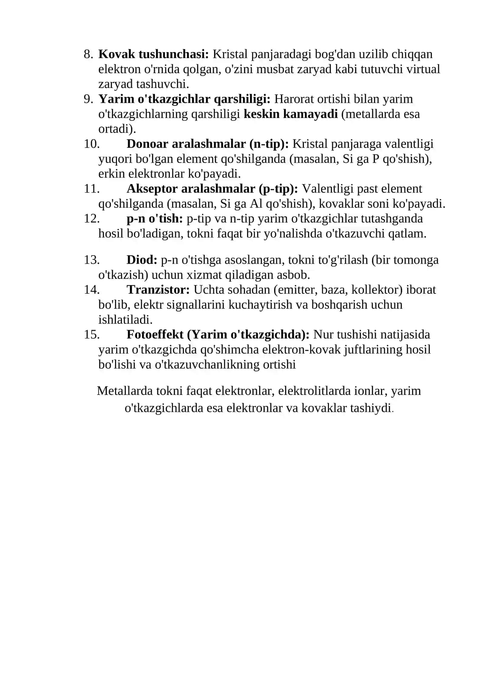 Elektr toki suyuqliklarda va yarim o'tkazgichlarda 2