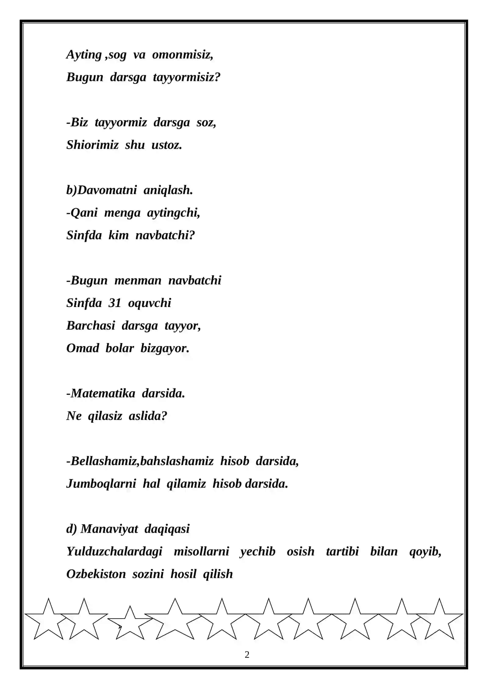 1-sinf matematika fanidan Kilogramm mavzusidagi dars mashg`uloti 2