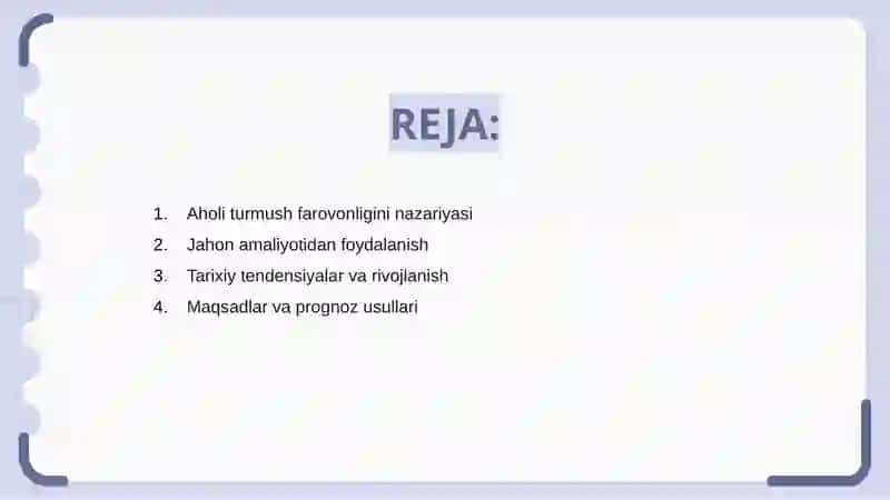 Aholi turmush farovonligini prognozlashtirish 2