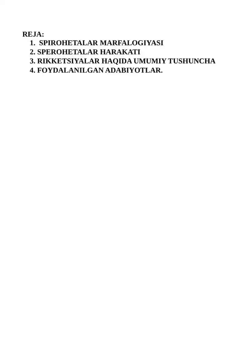 Spirohetalar va rekketsiyalar bòyicha umumiy tushuncha 2