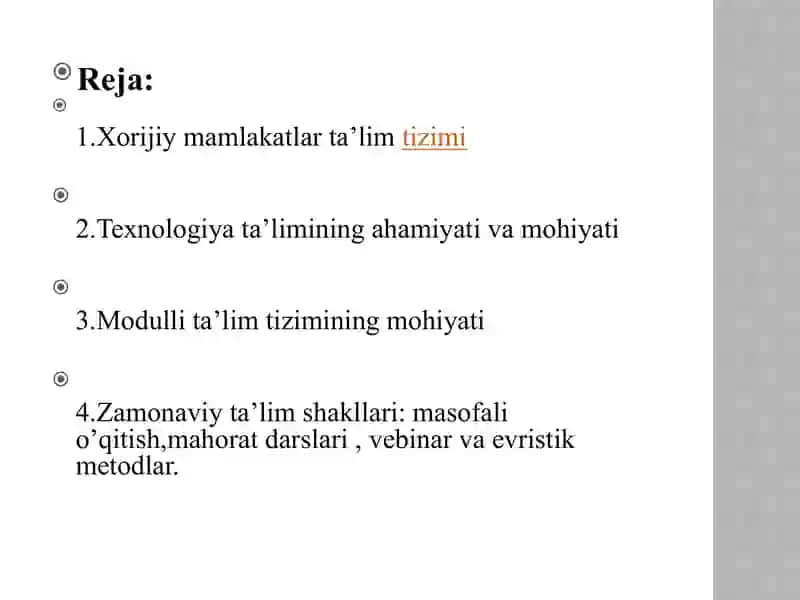 Texnologiya darslarida xorijiy ta’lim tizimidan foydalanish ,xorijiy mamalakatlar ta’lim tizimi. 2