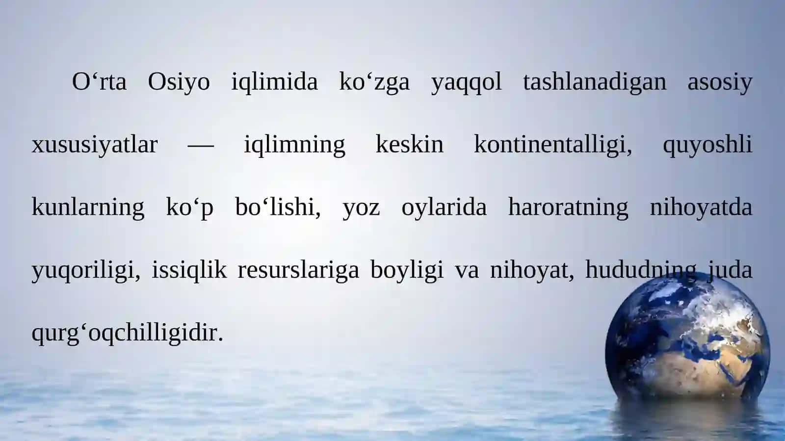 O‘rta Osiyodagi iqlimiy tafovutlar 2