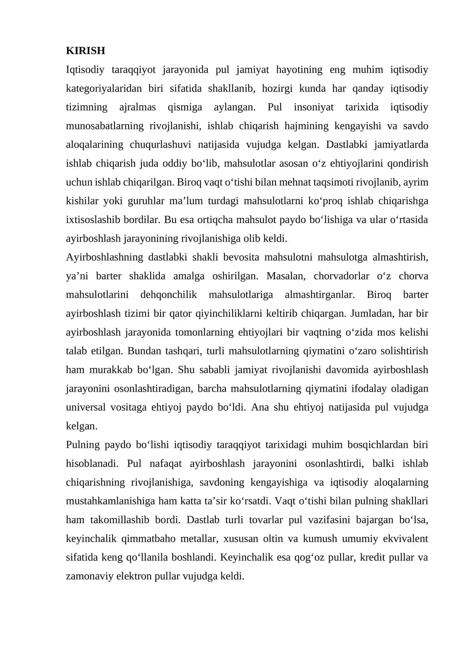 Pul insoniyat tarixida iqtisodiy munosabatlarning rivojlanishi, ishlab chiqarish hajmining kengayish 2
