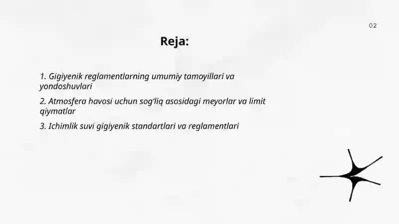 Atmosfera havosi,suv,tuproqning nomuvofiq omillarini gigiyenik reglamentlashga boʻlgan umumiy yondoshishlar 2