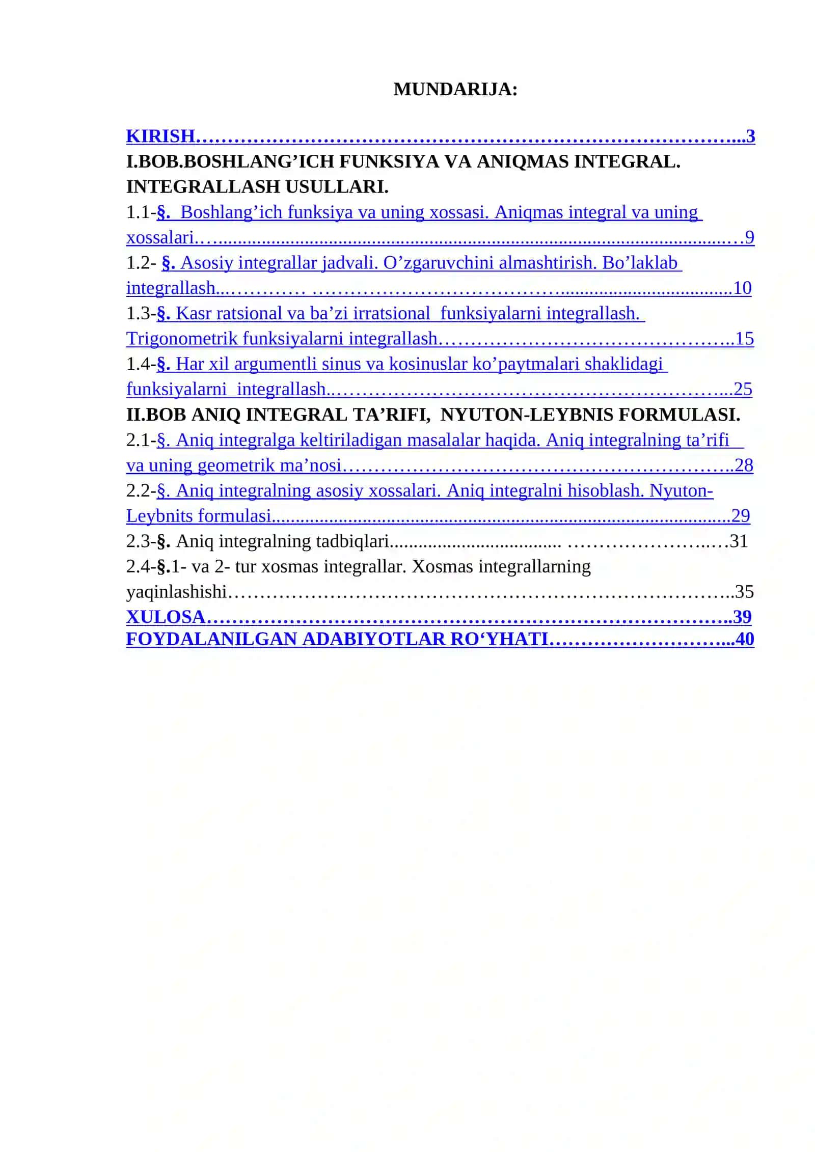 Integral va uning tadbiqlarini o’rgatish metodikasi 2