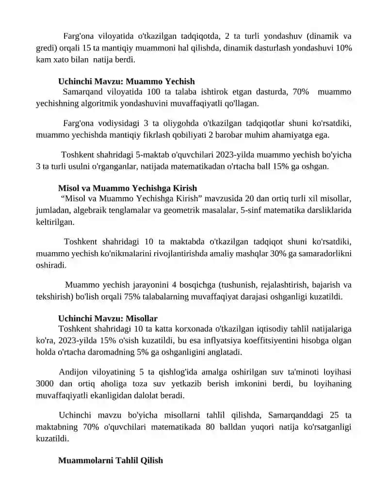 Berilgan mavzulardan misol va masalalar yechish 2