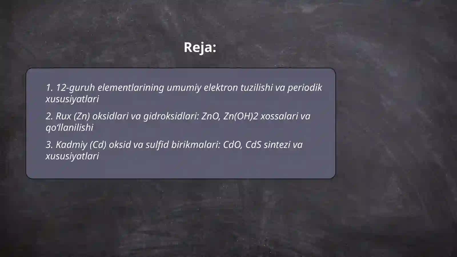 12 -guruh elementlari. Rux Kadmiy simob birikmalari 2