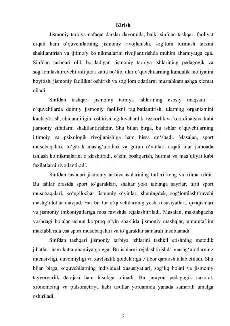 Sinfdan tashqari jismoniy tarbiya ishlari 2
