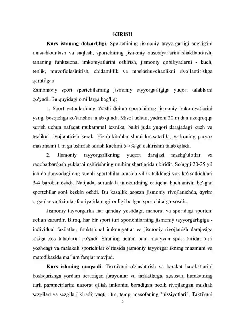SPORTCHINING JISMONIY TEXNIK VA TAKTIK TAYYORGARLIGI 2