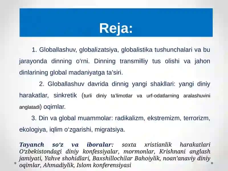 GLOBALLASHUV VA DIN 2