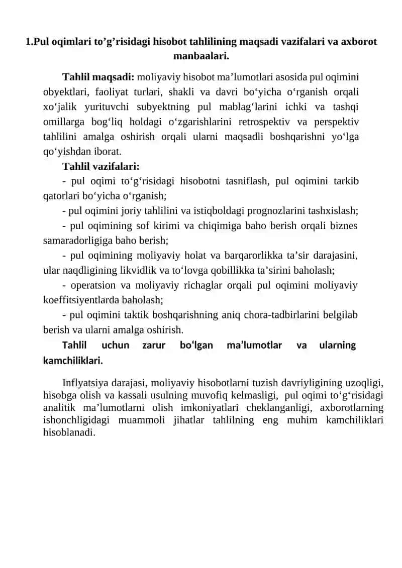 Pul oqimlarini tahlili 2