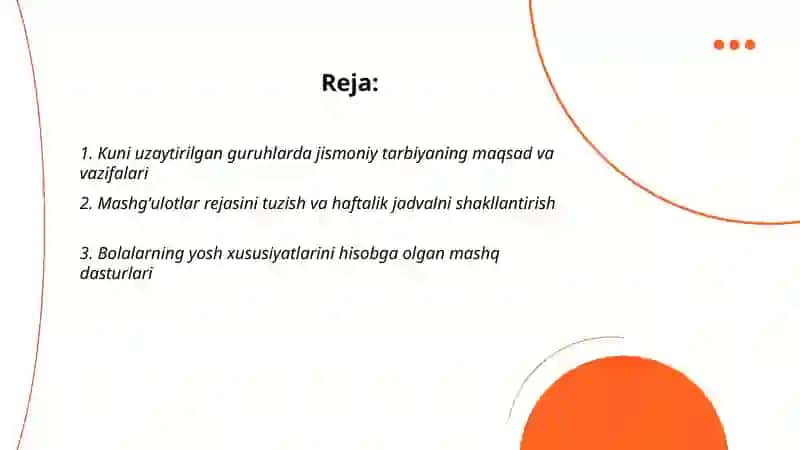 Kuni uzaytirilgan guruhlarda jismoniy tarbiya mashgʻulotlari 2