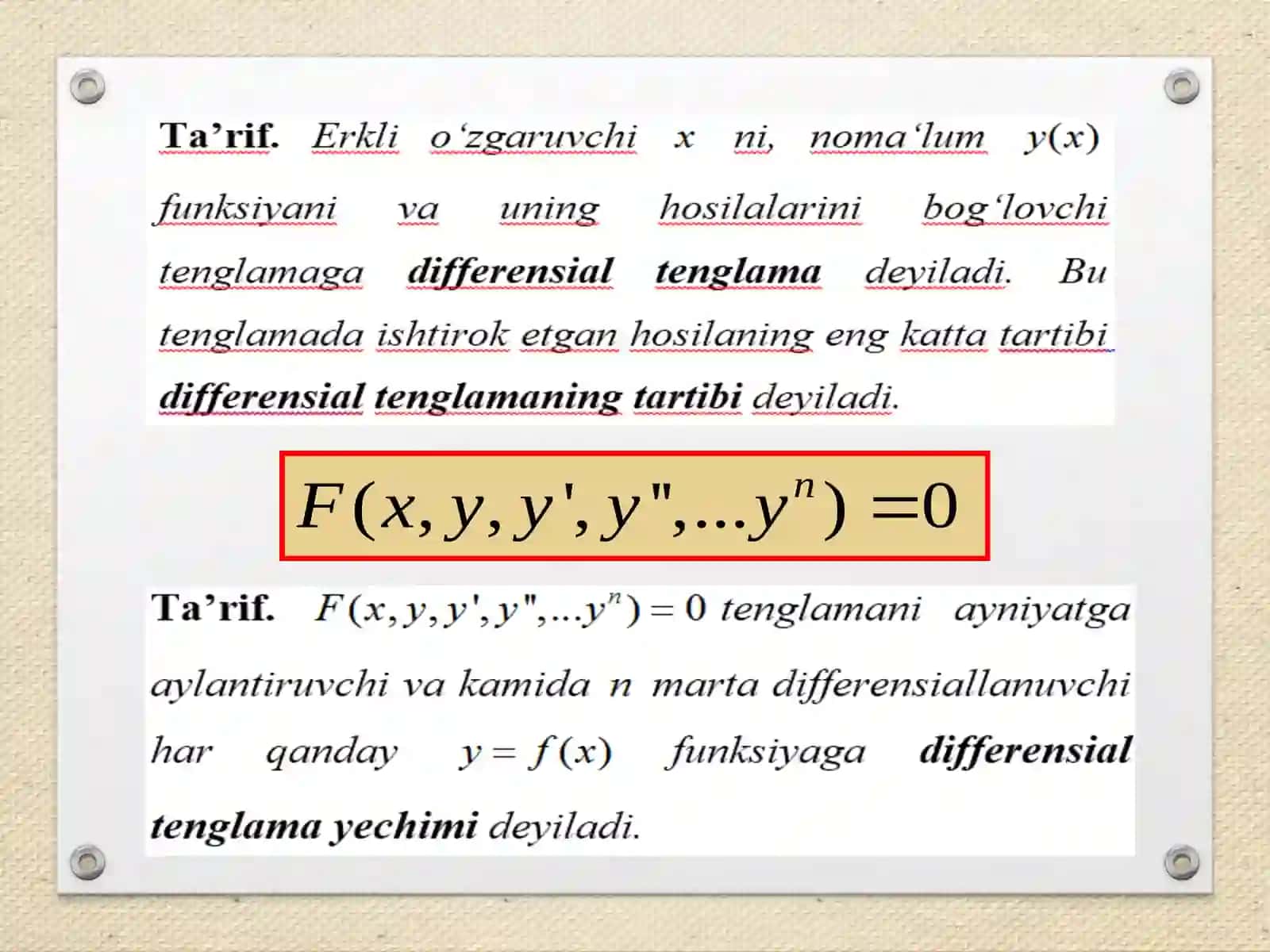 29-mavzu. Birinchi tartibli va ikkinchi tartibli differensial tenglamalar 2