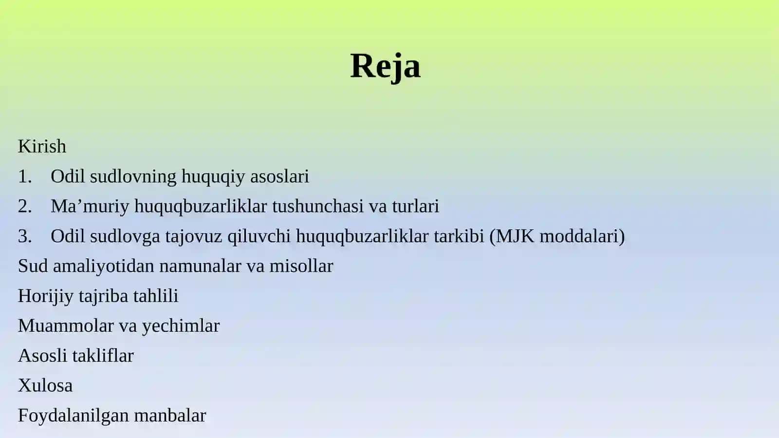ODIL SUDLOVGA TAJOVUZ QILUVCHI MA’MURIY HUQUQBUZARLIKLAR TARKIBI 2