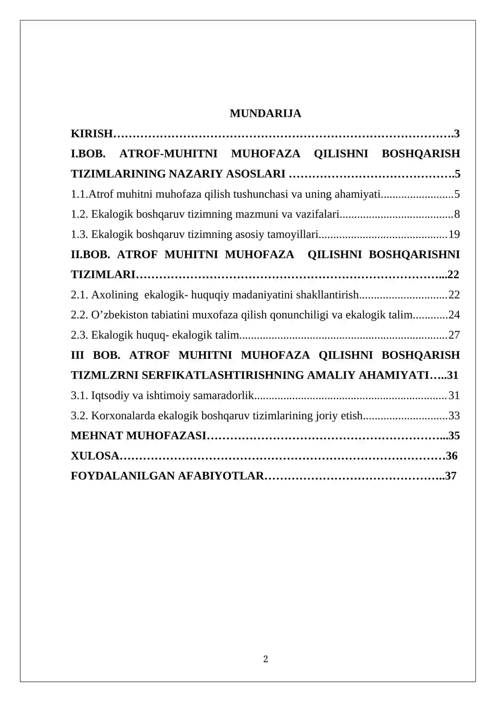 Atrof-muhitni muhofaza qilishni boshqarish tizimlarini sertifikatlashtirish 2