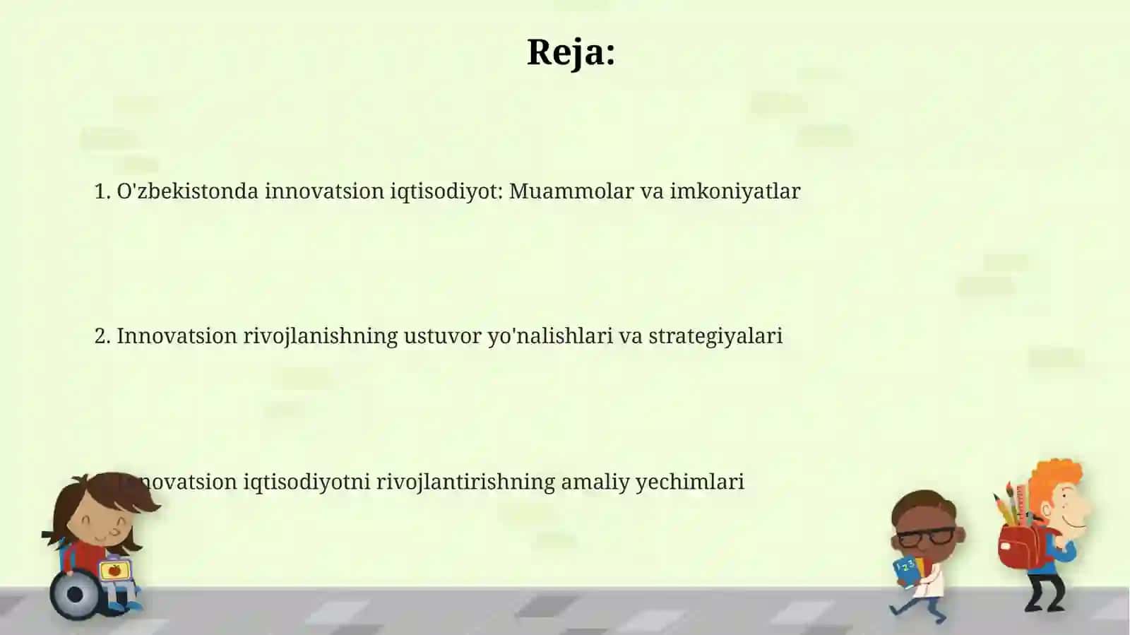 O'zbekistonda innovatsion iqtisodiyotni rivojlantirishdagi muammolar va ularni hal etish yoʻllari 2