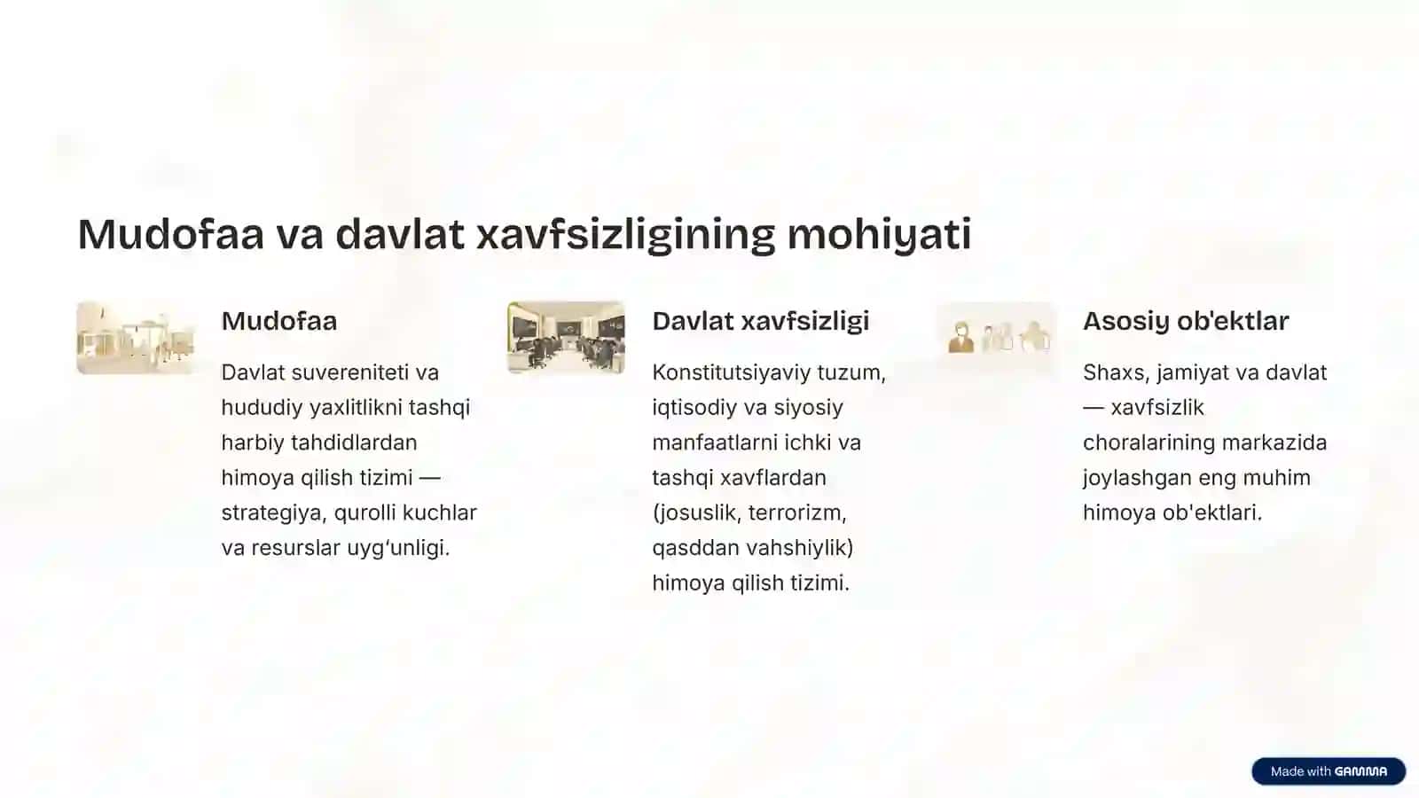 Mudofaa va Davlat Xavfsizligi sohasida Davlat Boshqaruvi 2