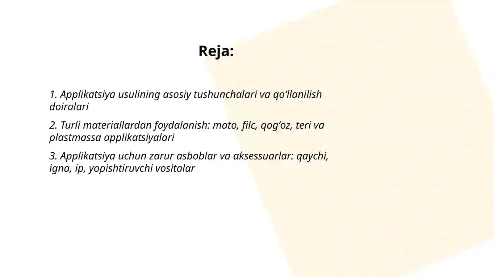 Applikatsiya usullari 2
