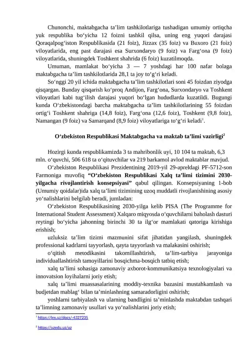 O‘zbekiston Respublikasining ta’lim tizimini rivojlantirish konsepsiyasi 2