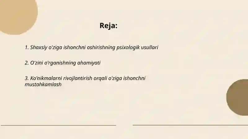 Shaxsiy o'ziga ishonchni oshirishning psixologik usullari 2
