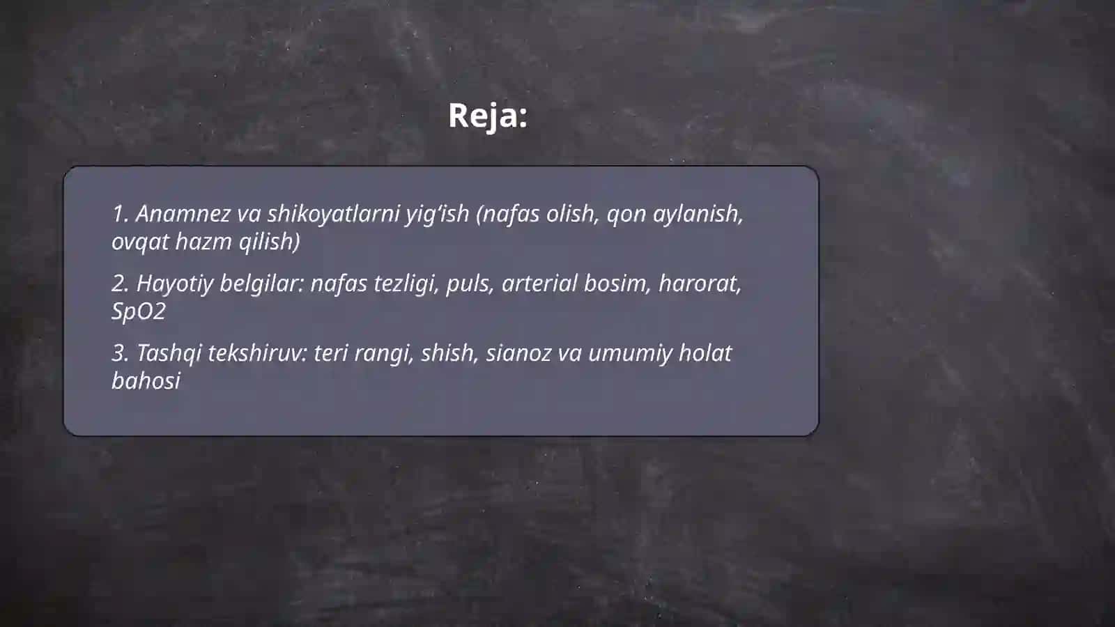 Nafas olish qon aylanish va ovqat hazm qilish azolar tizimini baholash 2