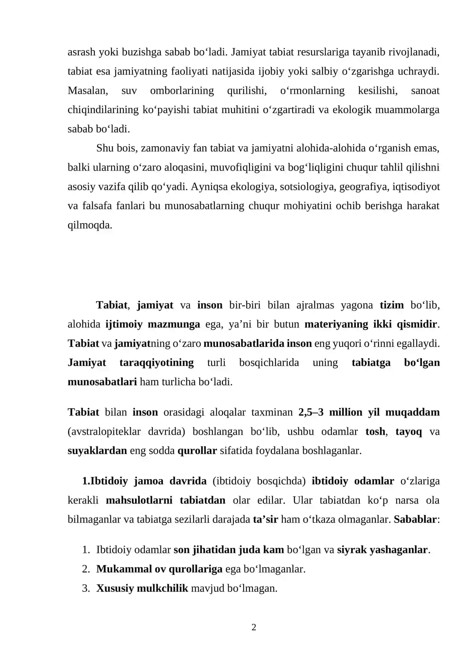 Tabiat va jamiyat o‘rtasidagi o‘zaro munosabatlar 2