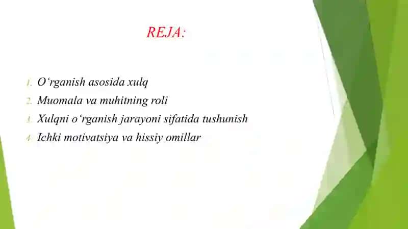OG'ISHGAN XULQ NAZARIYALARI ASOSIY KONSEPSIYALAR 2