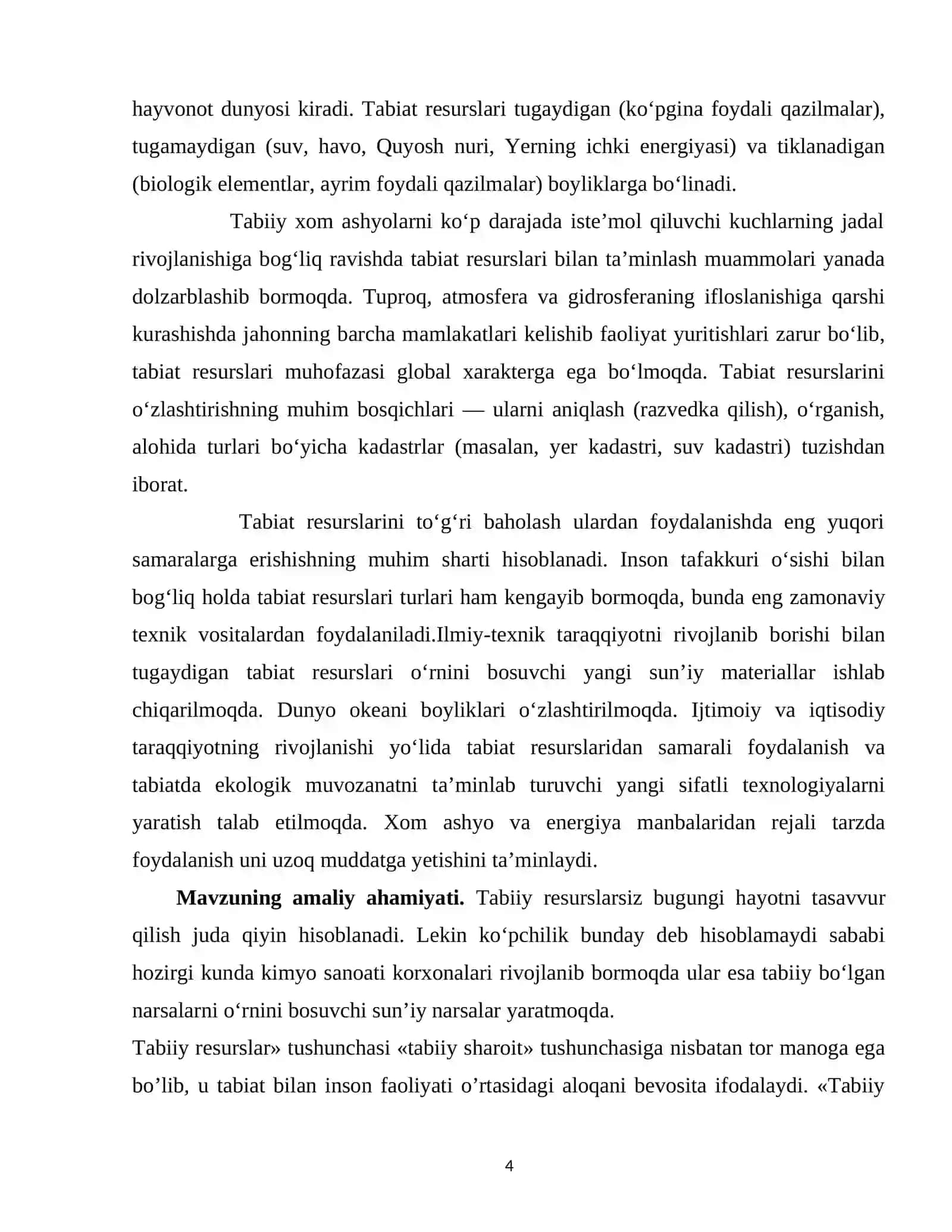 Tabiat resurslari va ularning samaradorligi 2