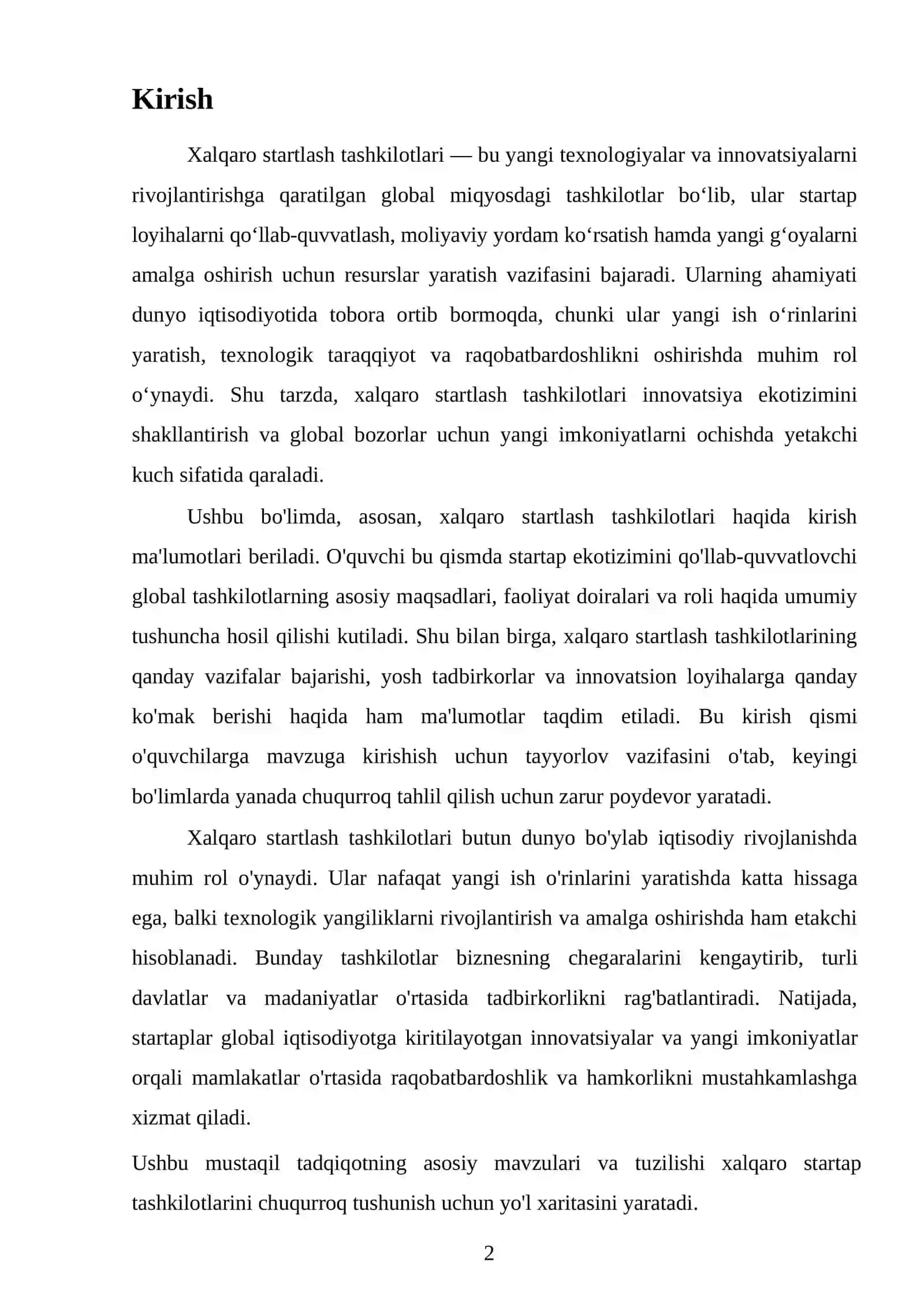 Xalqaro startlash tashkilotlari 2